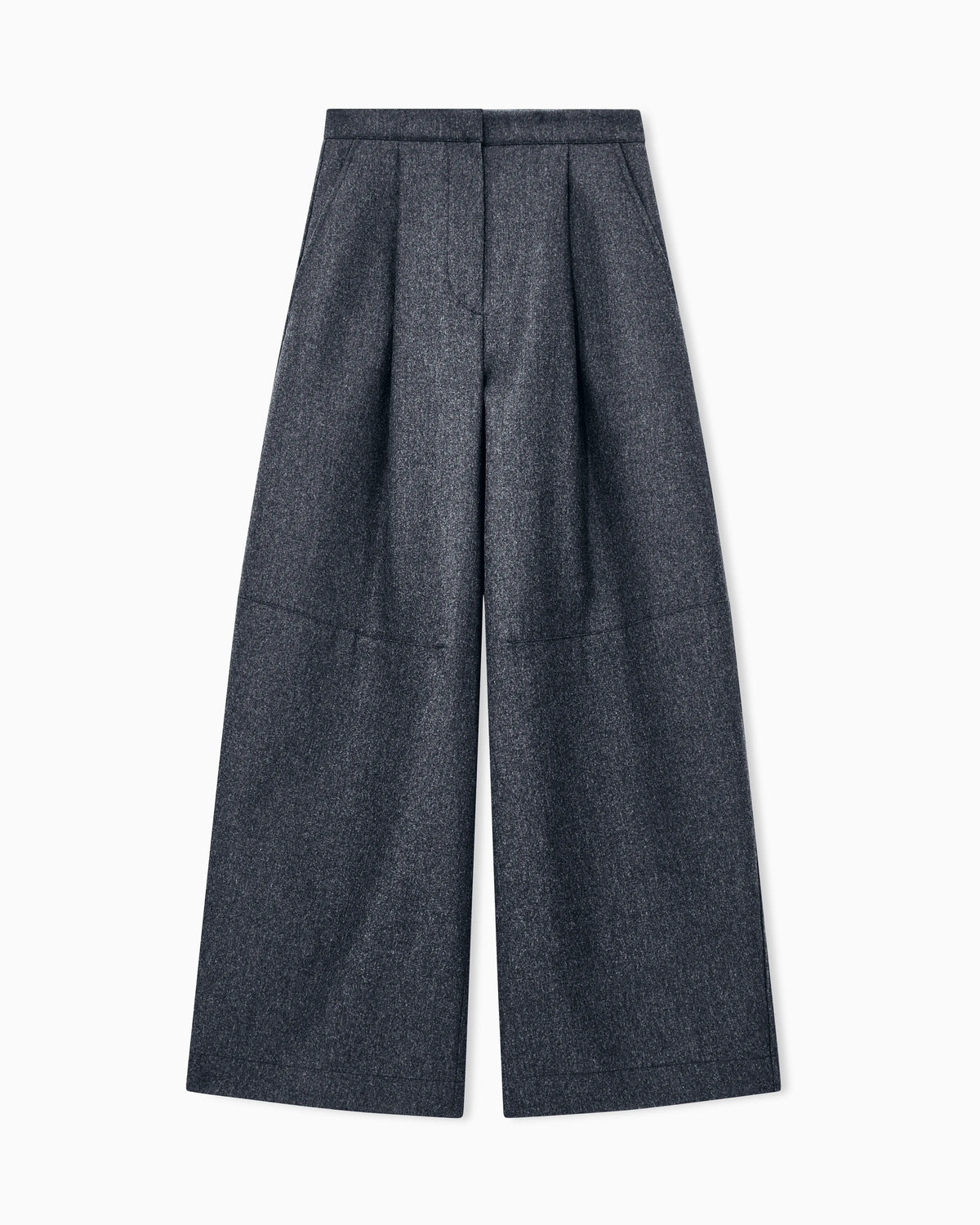 Wide-leg trousers in bonded wool and cashmere flannel