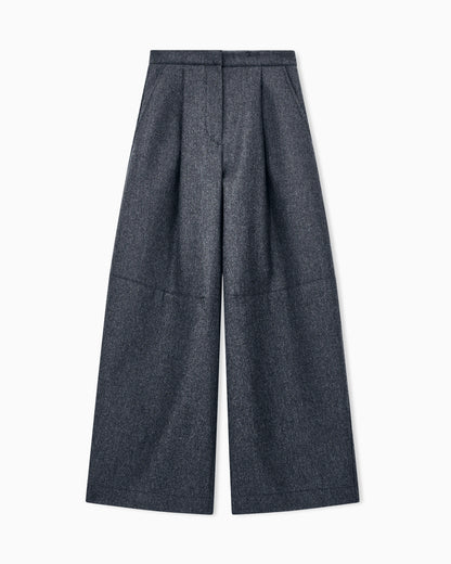 Wide-leg trousers in bonded wool and cashmere flannel