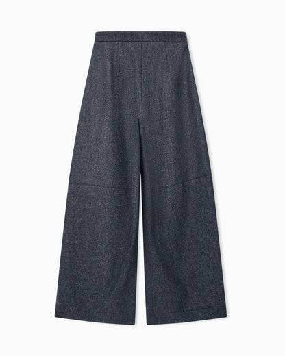 Wide-leg trousers in bonded wool and cashmere flannel