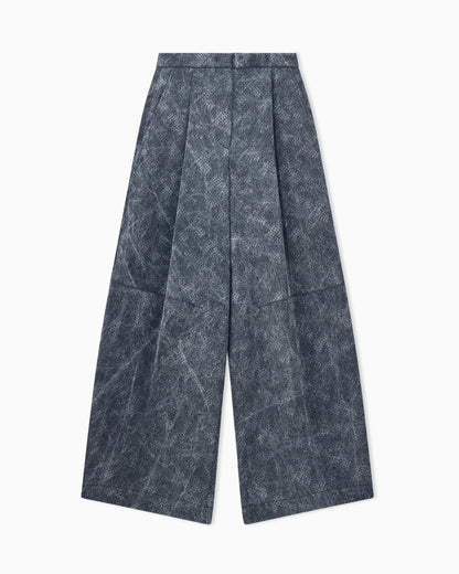 High-waisted pants in geometric jacquard viscose