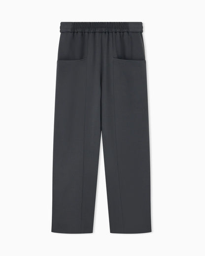 Pull-on trousers in stretch wool with pockets