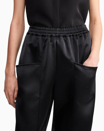 Trousers techno duchesse oversized fit with front pockets
