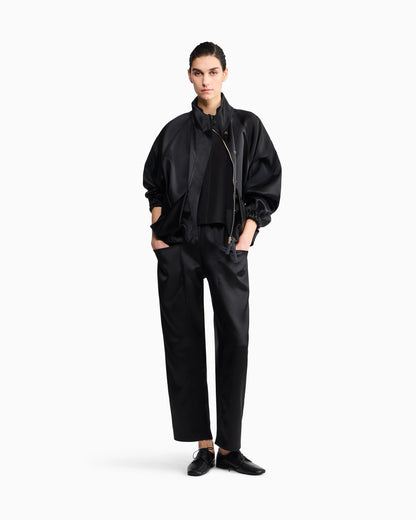 Trousers techno duchesse oversized fit with front pockets