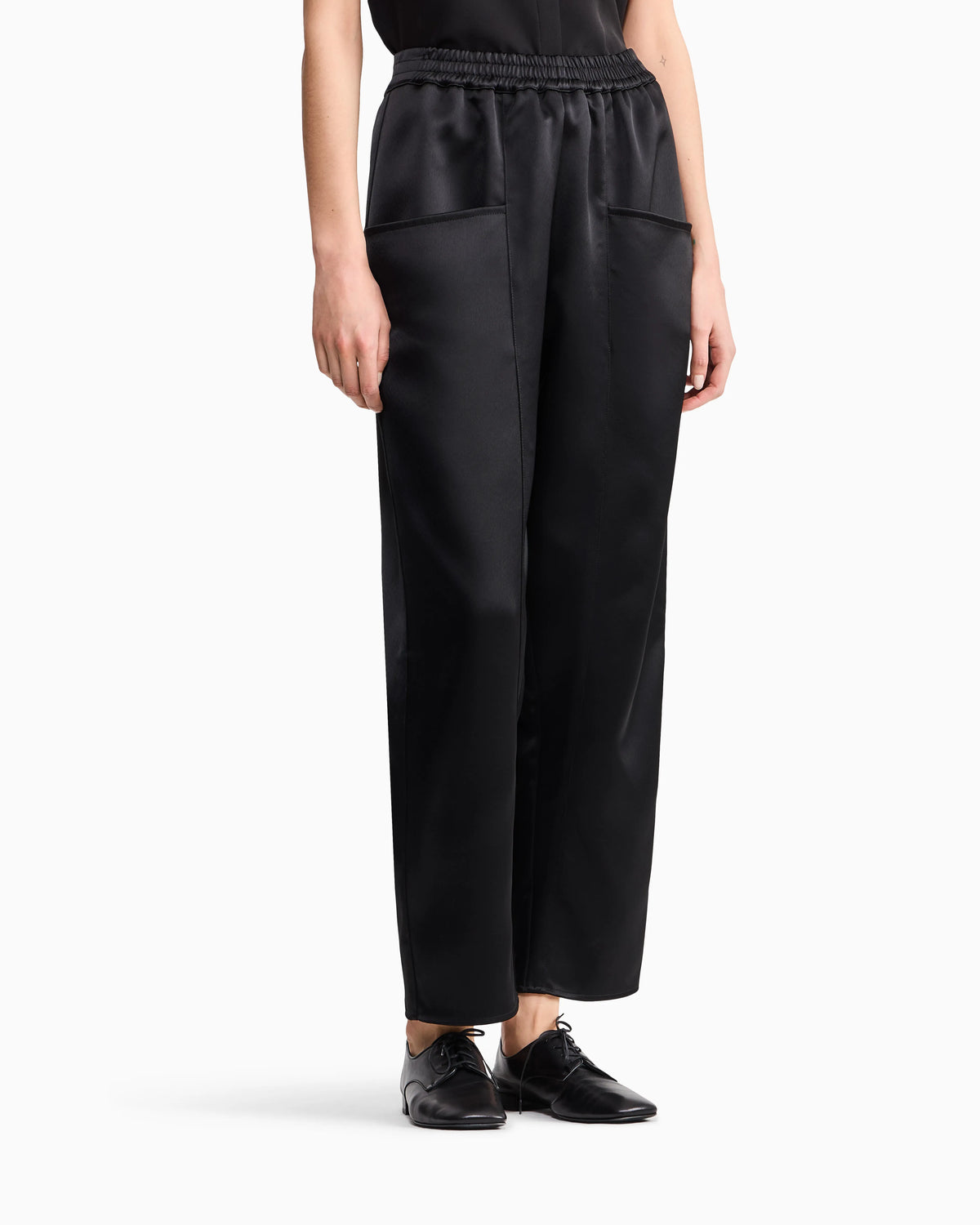 Trousers techno duchesse oversized fit with front pockets