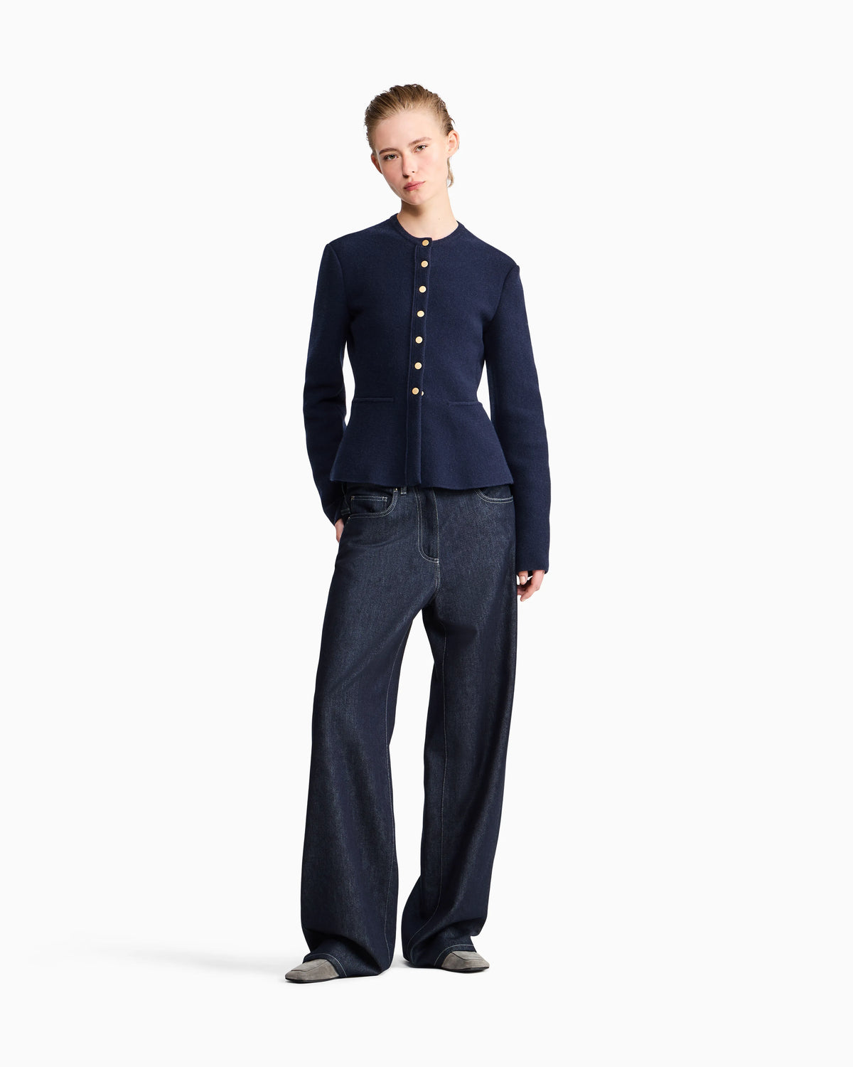 Trouser regular fit 5 pocket cotton and virgin wool denim