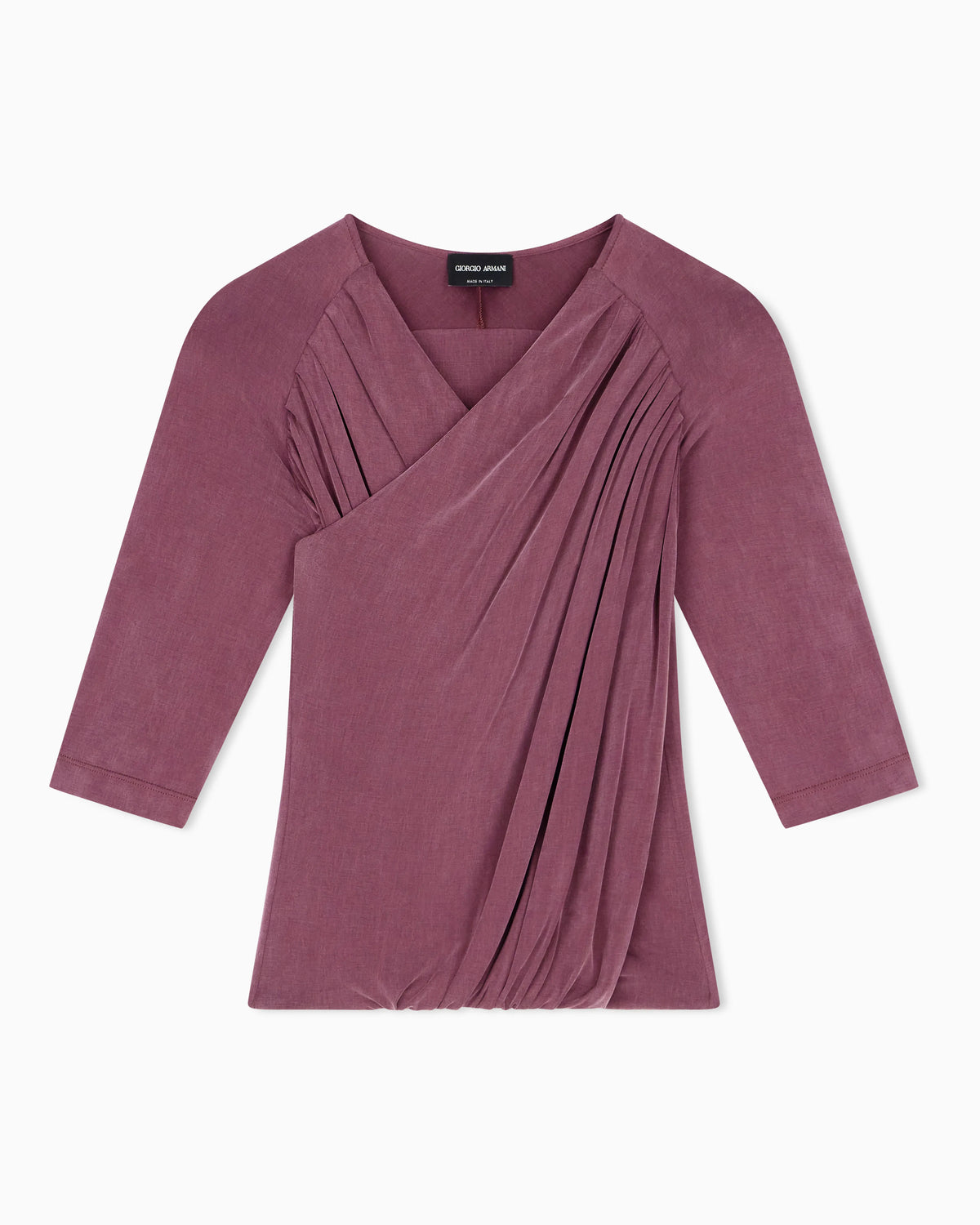 Long-sleeved cupro jersey top with draping