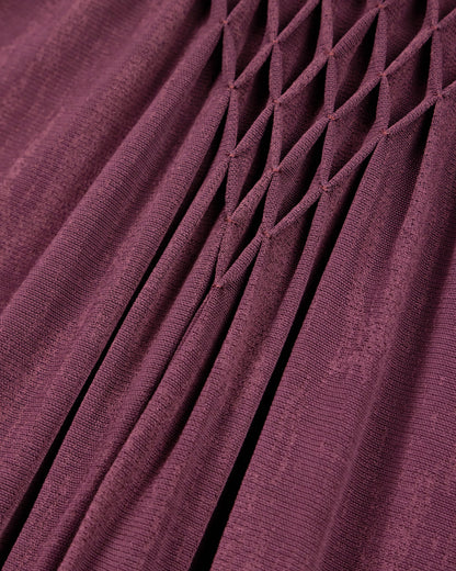 Long dress in viscose jersey with smocked honeycomb detail