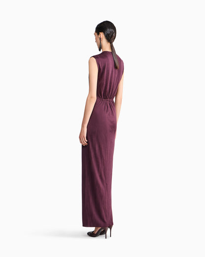 Long dress in viscose jersey with smocked honeycomb detail