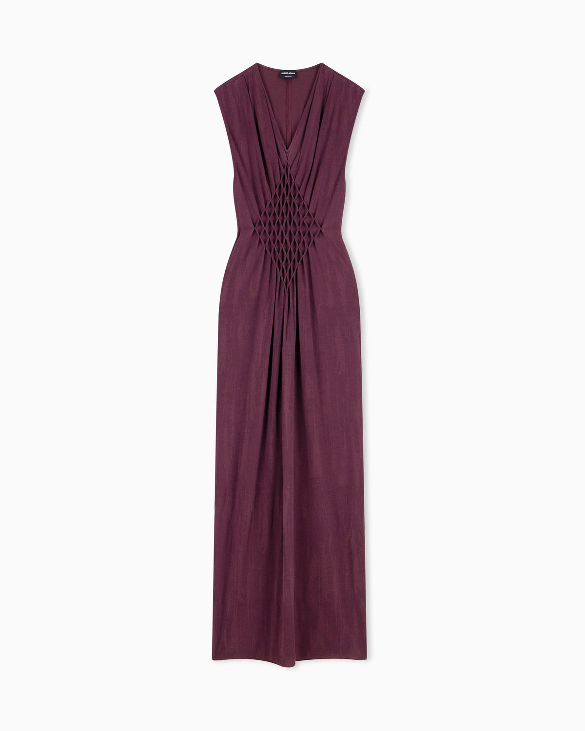 Long dress in viscose jersey with smocked honeycomb detail