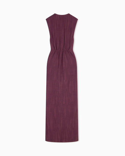 Long dress in viscose jersey with smocked honeycomb detail