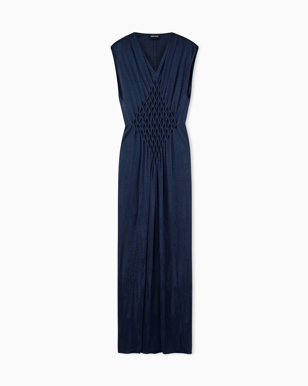Long dress in viscose jersey with smocked honeycomb detail