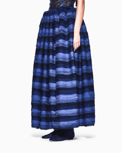 Long silk skirt with ruffles