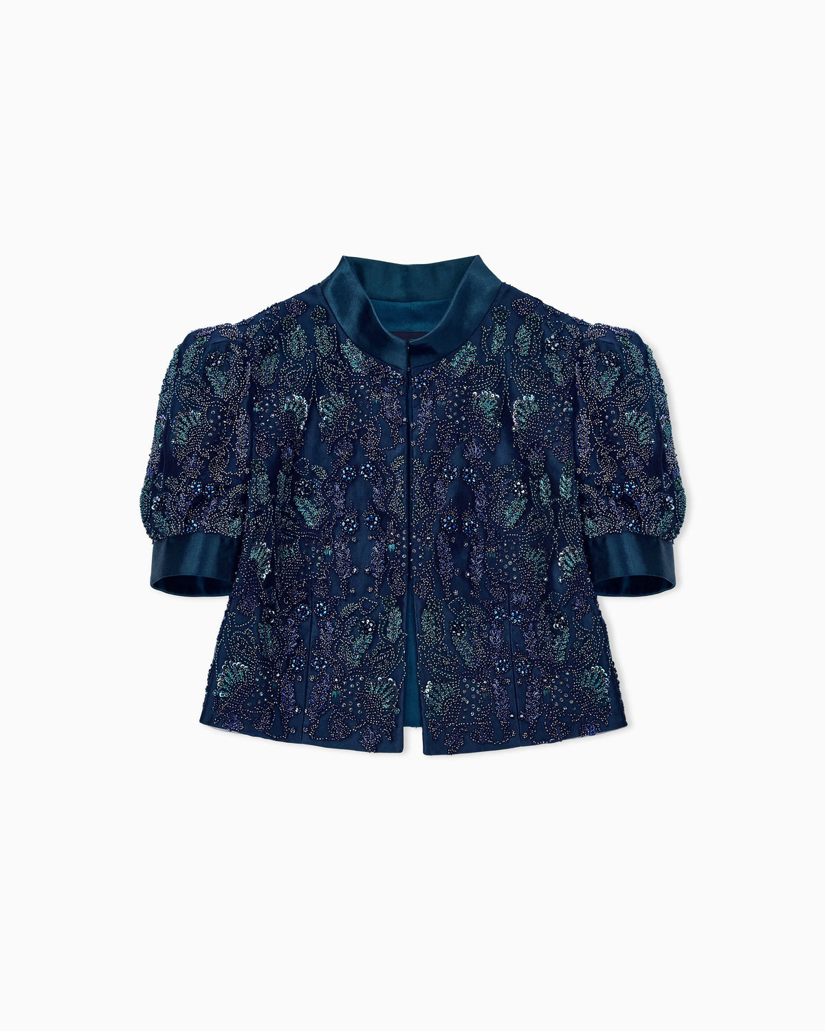 Silk and linen jacket with embroideries