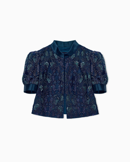 Silk and linen jacket with embroideries