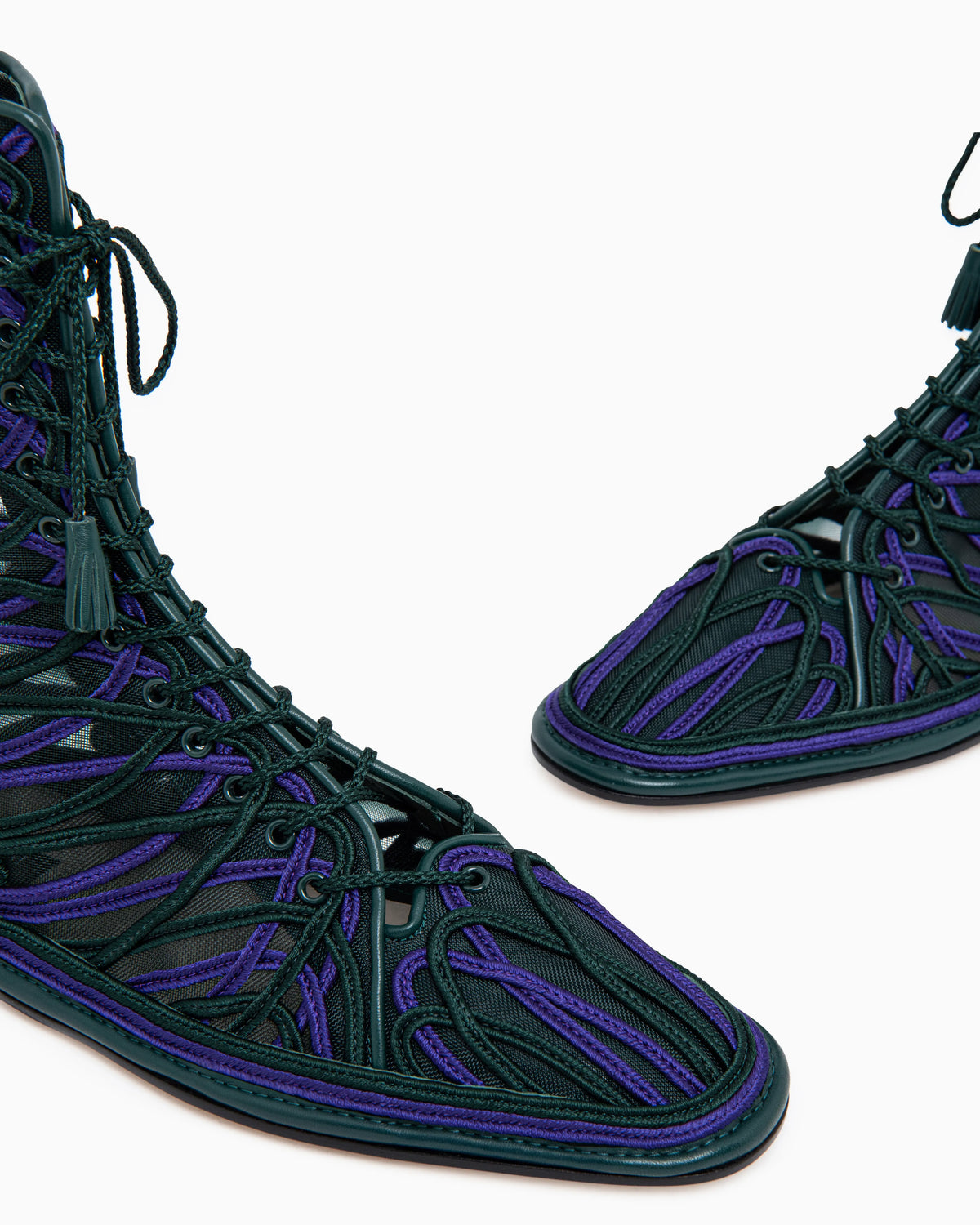Ankle boots with embroidery and leather details