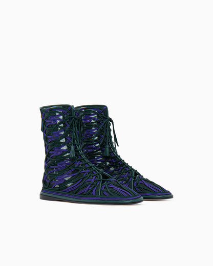 Ankle boots with embroidery and leather details