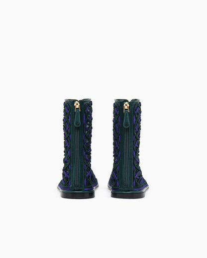 Ankle boots with embroidery and leather details