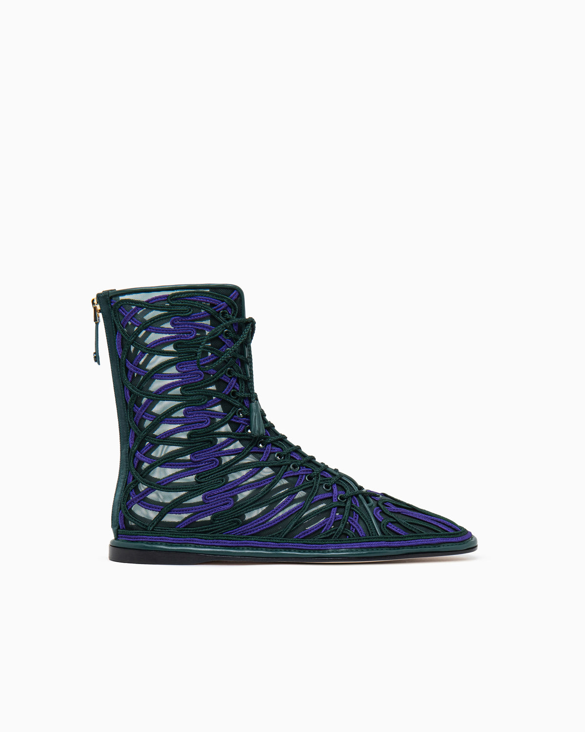 Ankle boots with embroidery and leather details