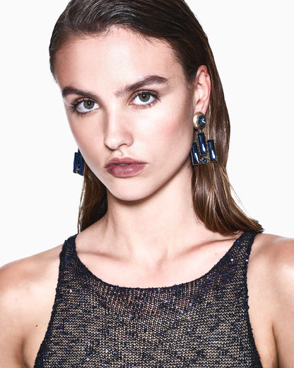 Long dress in a knit with sequins