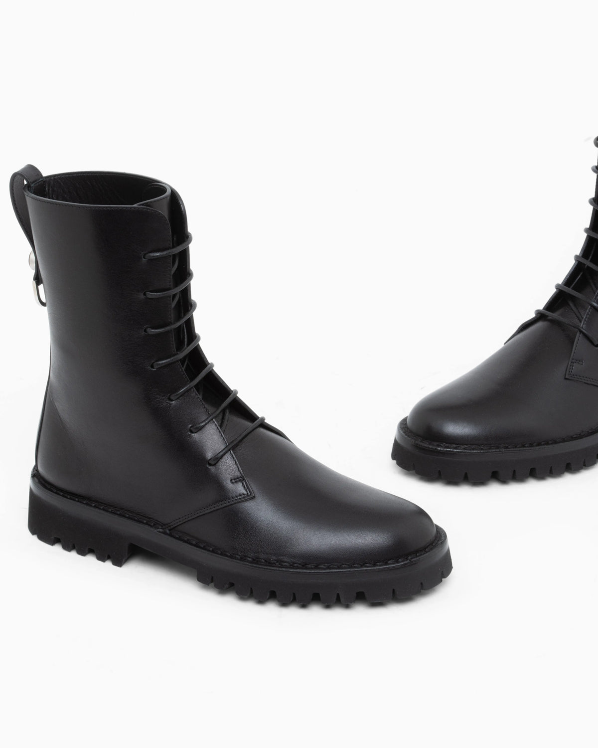 Boot leather upper with cushioned sole