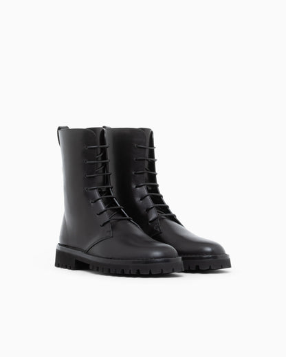 Boot leather upper with cushioned sole