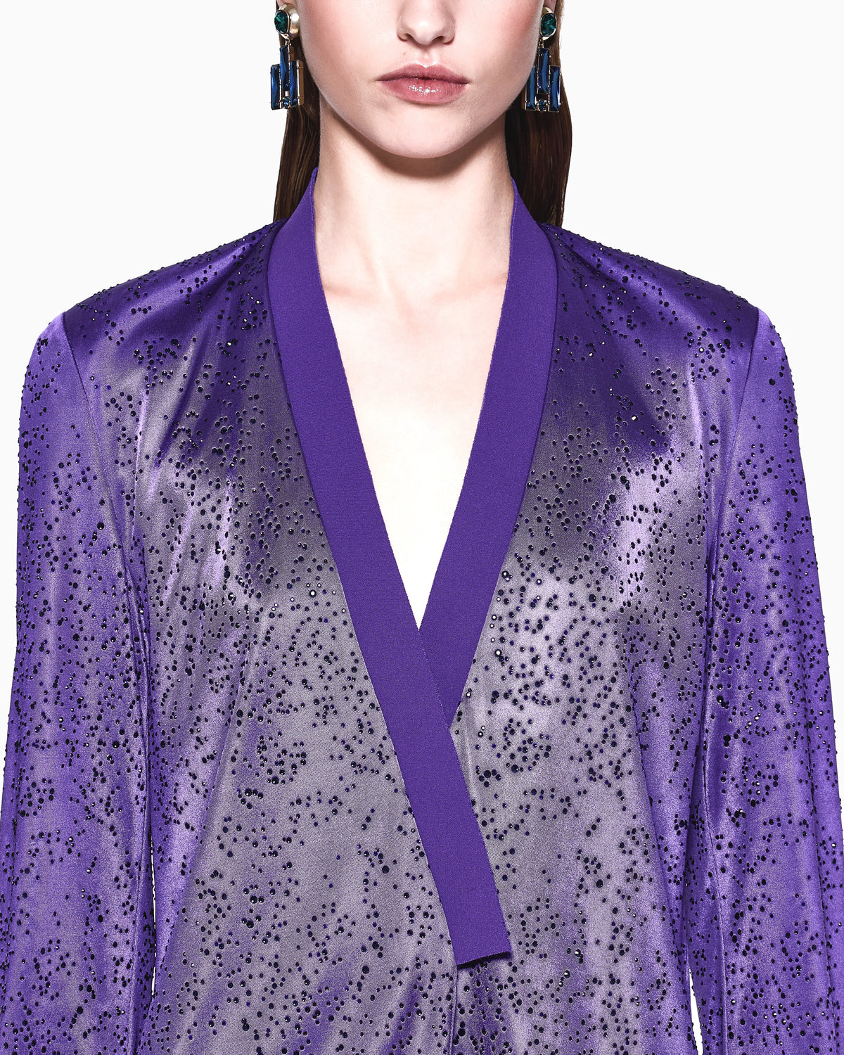 Viscose jersey shirt with rhinestones