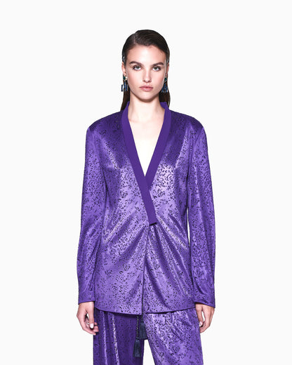 Viscose jersey shirt with rhinestones