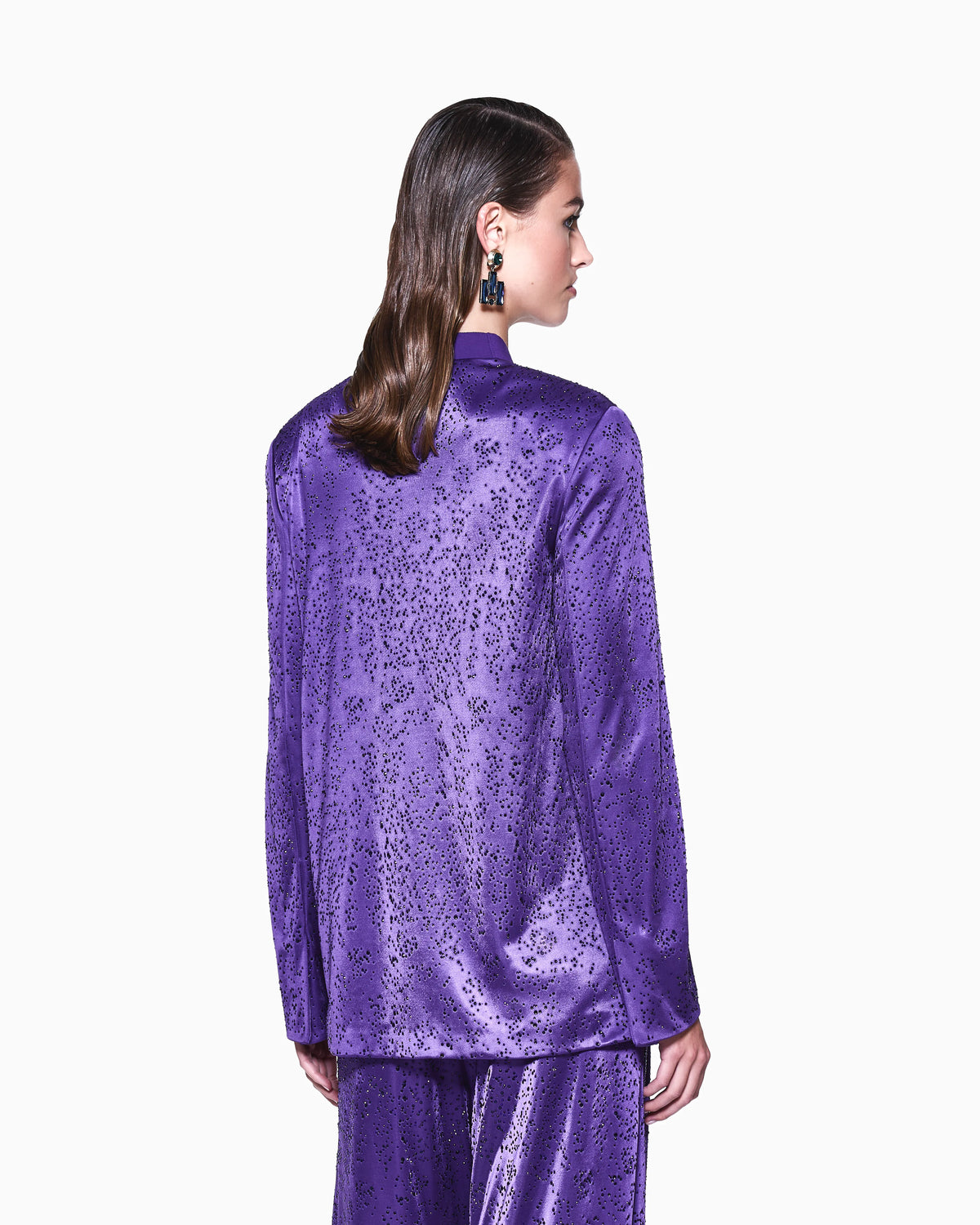 Viscose jersey shirt with rhinestones
