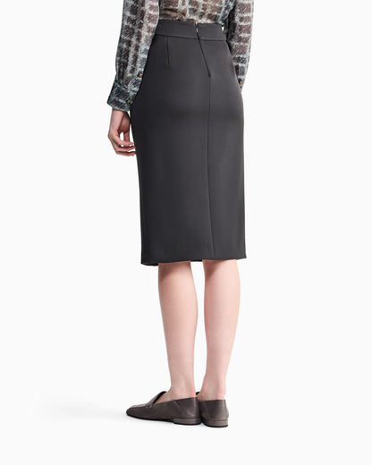 Skirt slim fit wrap in double stretch wool