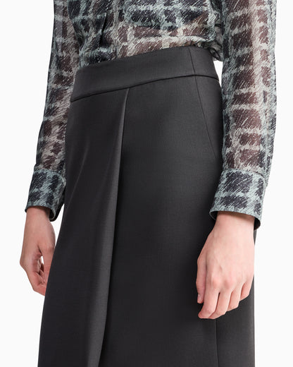 Skirt slim fit wrap in double stretch wool