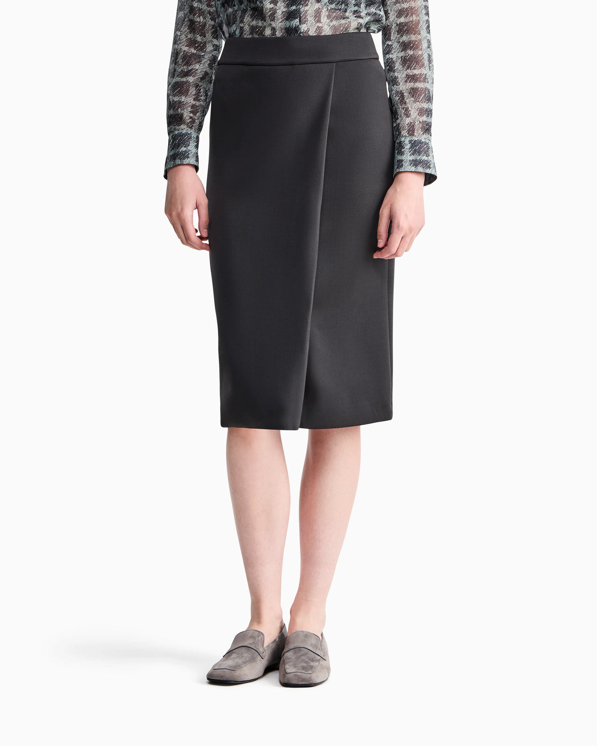 Skirt slim fit wrap in double stretch wool
