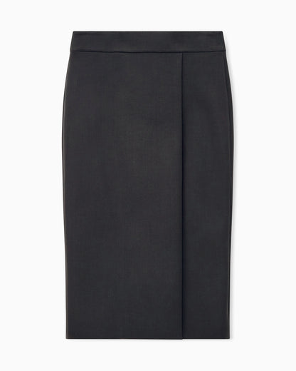 Skirt slim fit wrap in double stretch wool