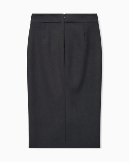Skirt slim fit wrap in double stretch wool