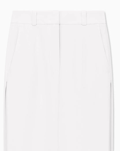 Unlined slim sheath dress in silk cady with slit
