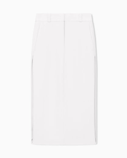Unlined slim sheath dress in silk cady with slit