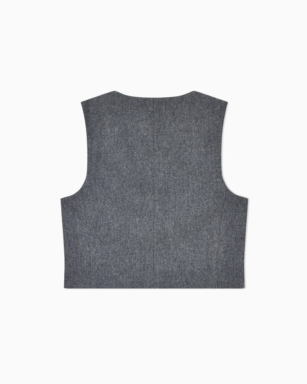 Crew Neck Vest in Wool and Cashmere Flannel with Buttons