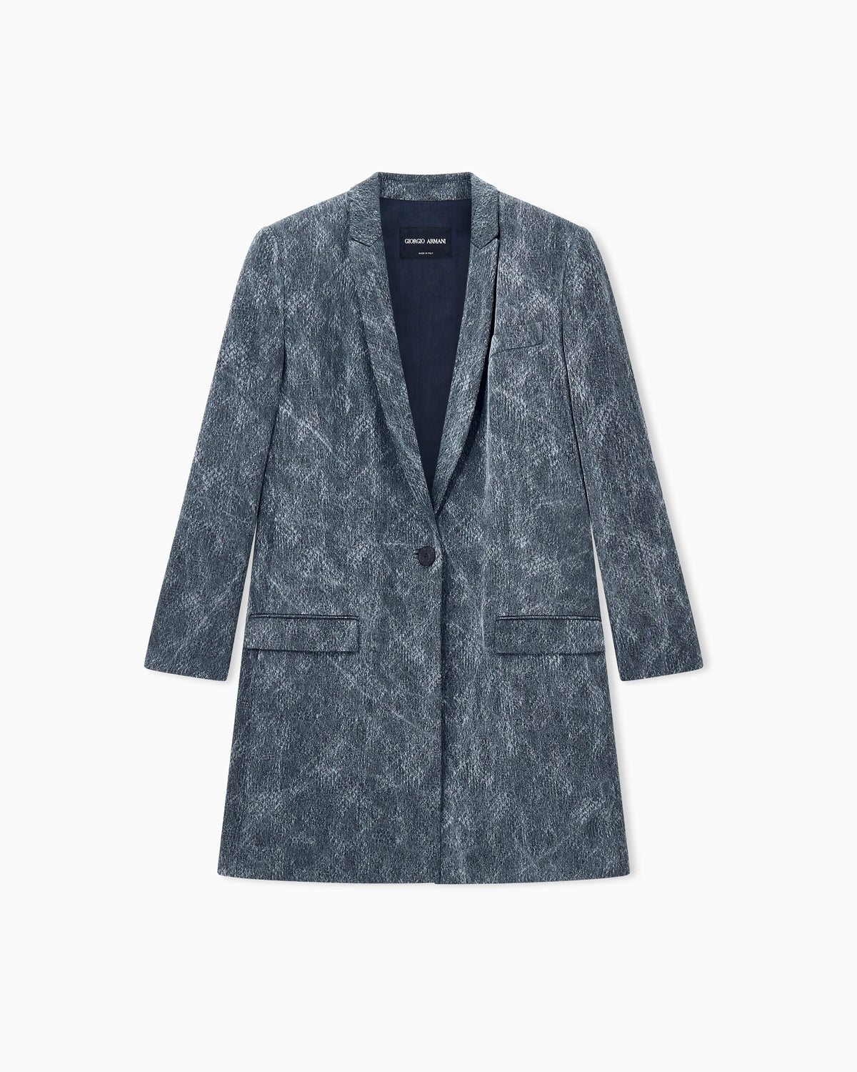 Single-breasted jacquard viscose blazer with geometric pattern