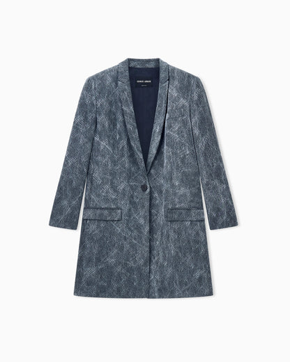 Single-breasted jacquard viscose blazer with geometric pattern