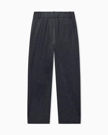 Wide-leg trousers in wool and cashmere flannel with pleats