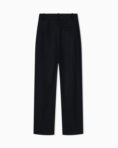 Wide-leg trousers in wool and cashmere flannel with pleats