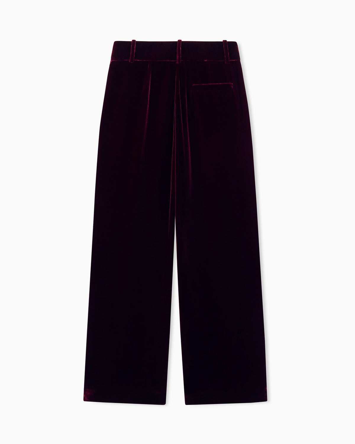 Wide-leg trousers with double pleats in viscose silk velvet