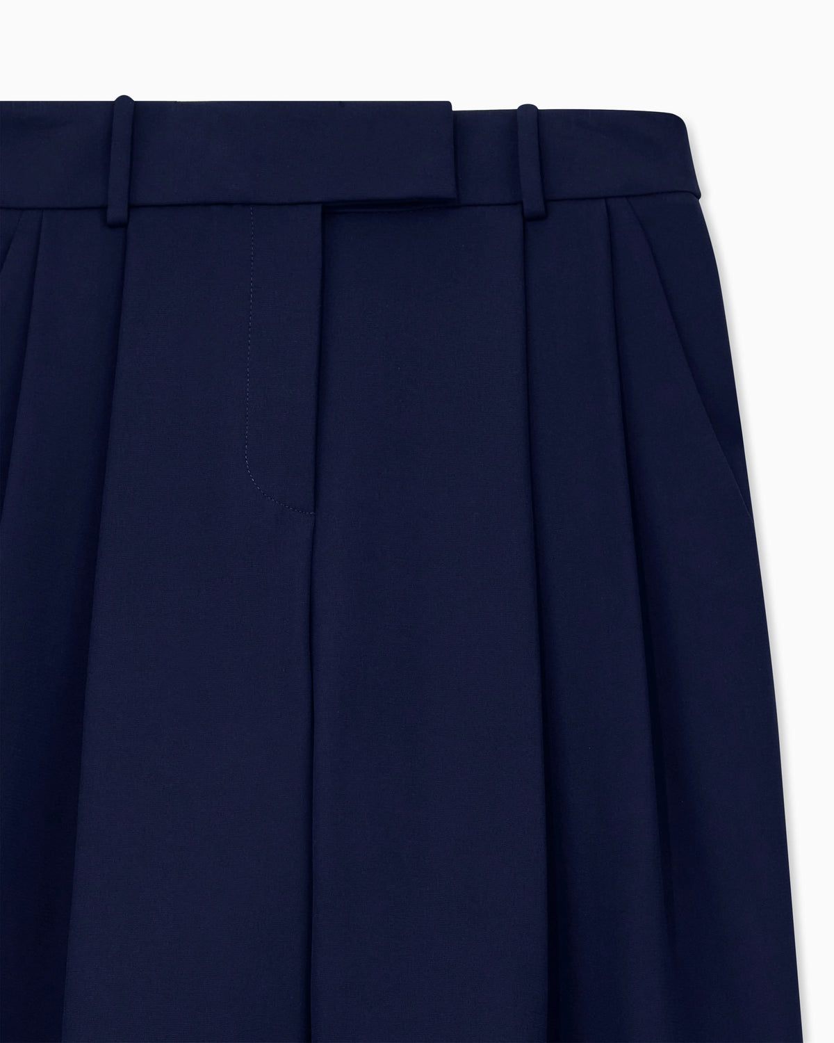 Trousers wide-leg with double pleats in silk crepe cady