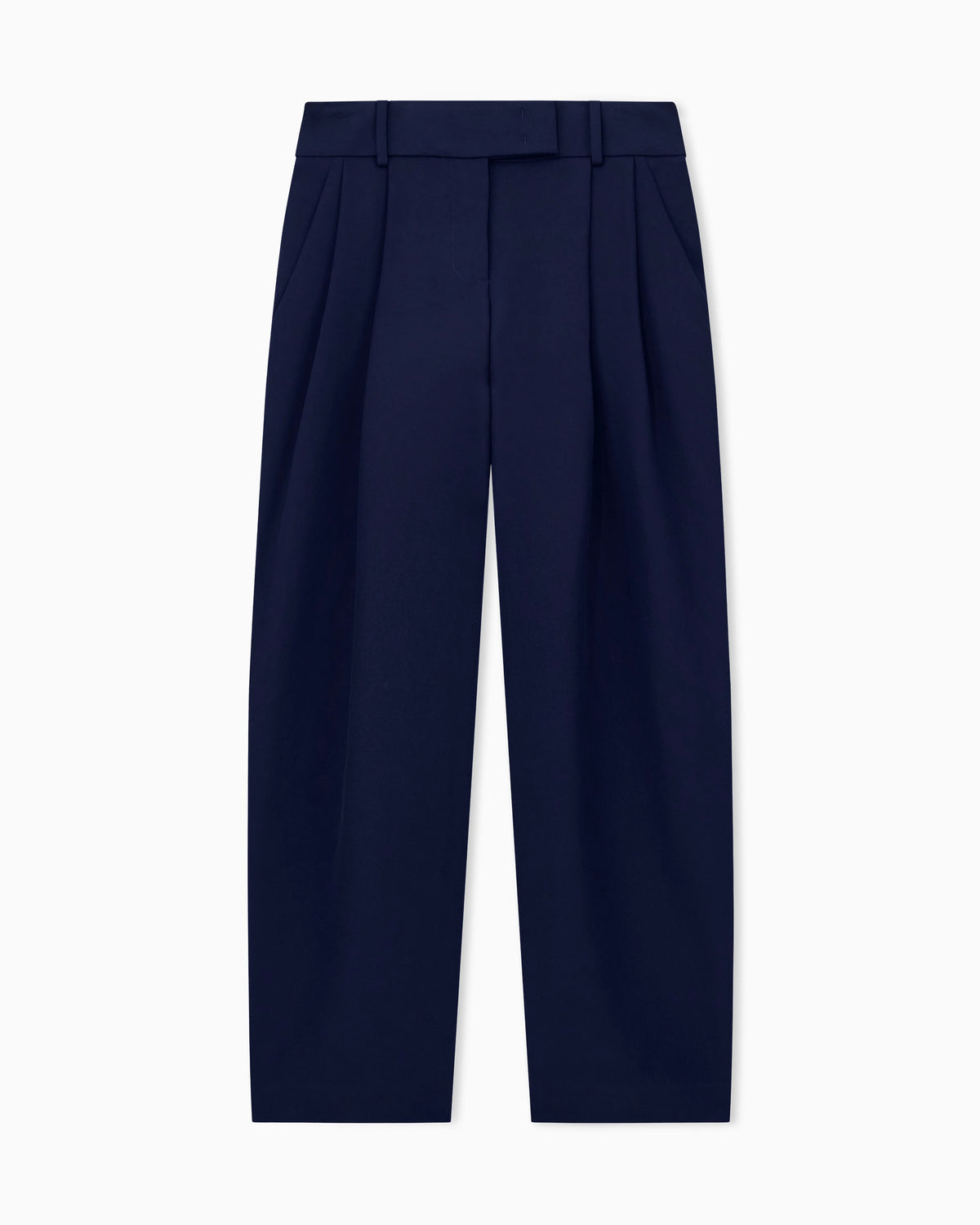 Trousers wide-leg with double pleats in silk crepe cady
