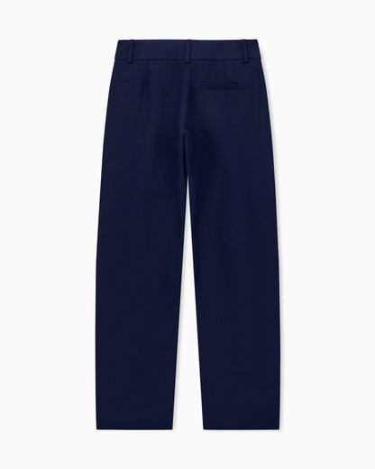 Trousers wide-leg with double pleats in silk crepe cady