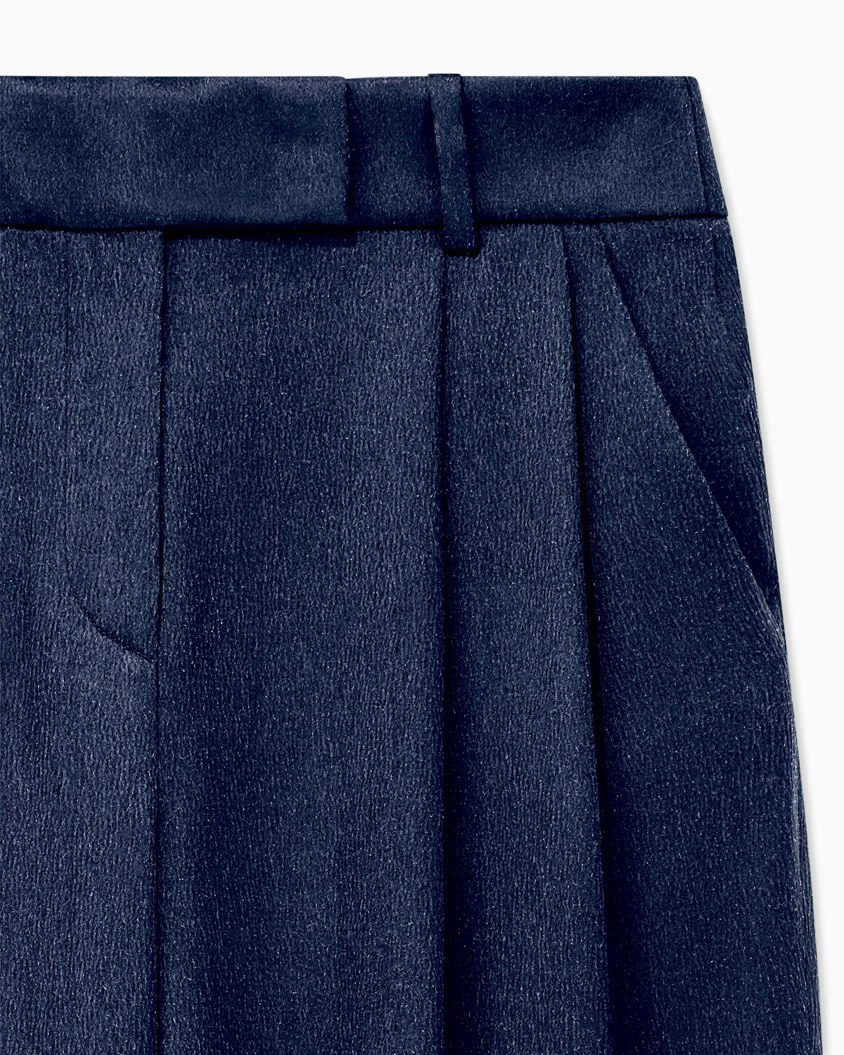 Trouser wide leg with two pleats in hammered satin