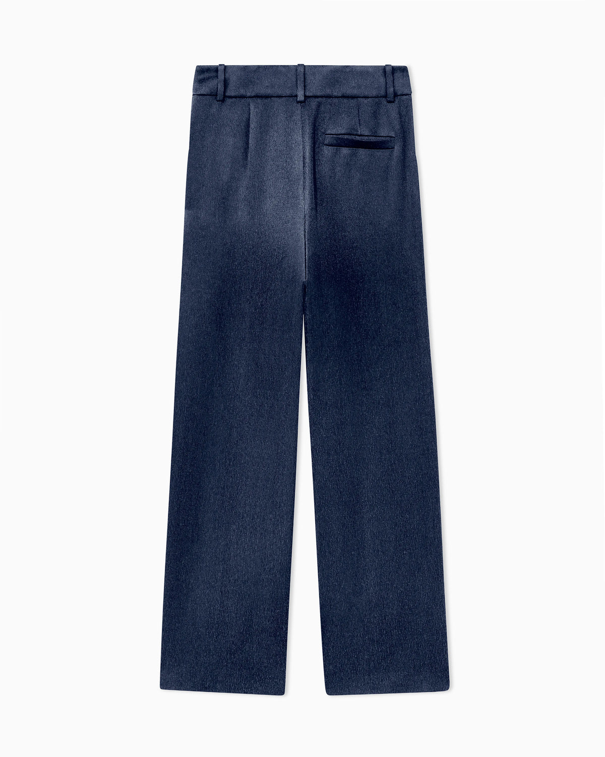 Trouser wide leg with two pleats in hammered satin