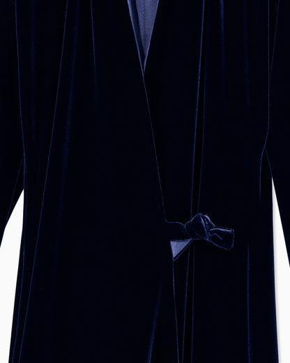 Long wrap dress in viscose and silk velvet