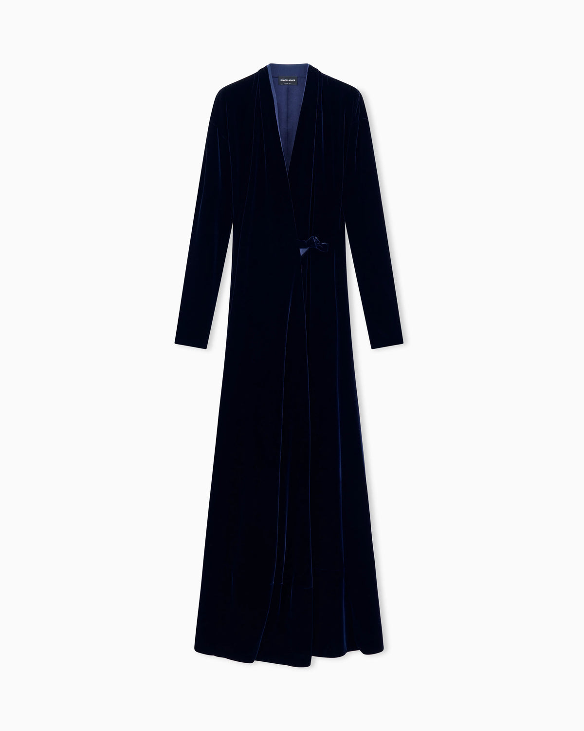 Long wrap dress in viscose and silk velvet