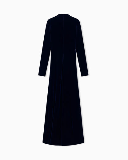 Long wrap dress in viscose and silk velvet