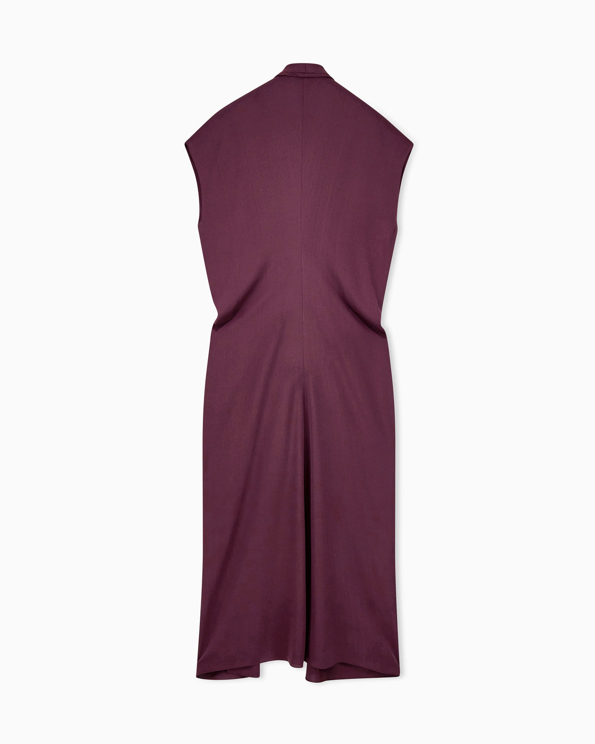 Dress longuette in silk triple georgette with front draping